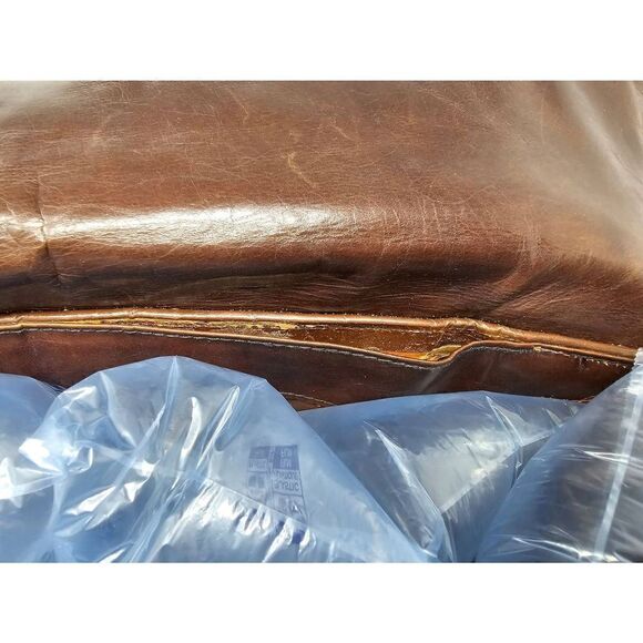 VITTORIO RICCI HAND MADE ITALY BROWN LEATHER COW HIDE PURSE TOTE LARGE 18" X 9" - Picture 7 of 10